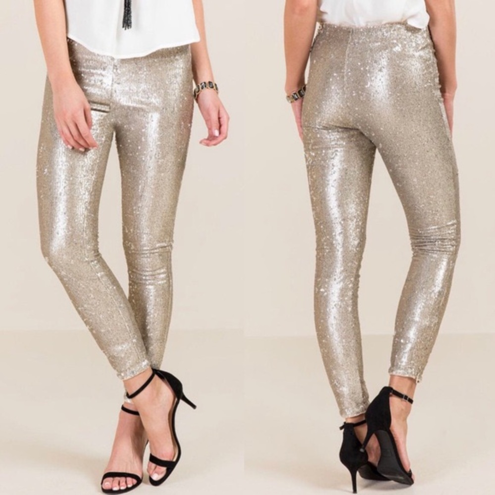 Francesca’s Gold Sequin Pants